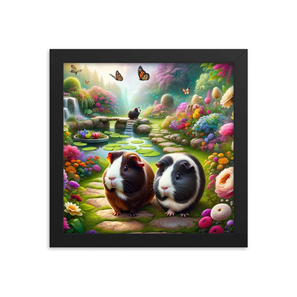 Guinea Pigs Enchanted Garden Fantasy Art Framed Poster - Oh Posters