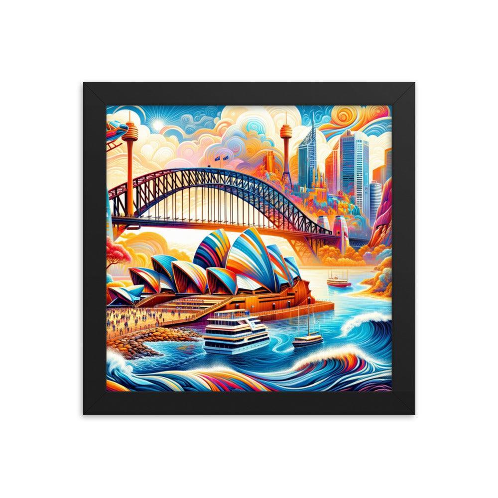Sydney Harbour Surreal Scenery Vibrant Art Framed Poster - Oh Posters