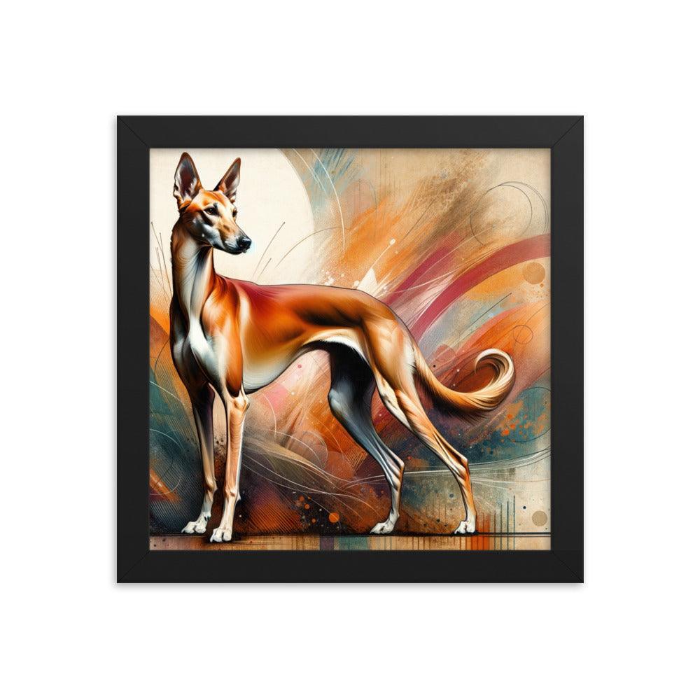 Graceful Azawakh Dog Art: Tall, Slender Build in Noble Pose, Warm Textured Background Framed Poster - Oh Posters