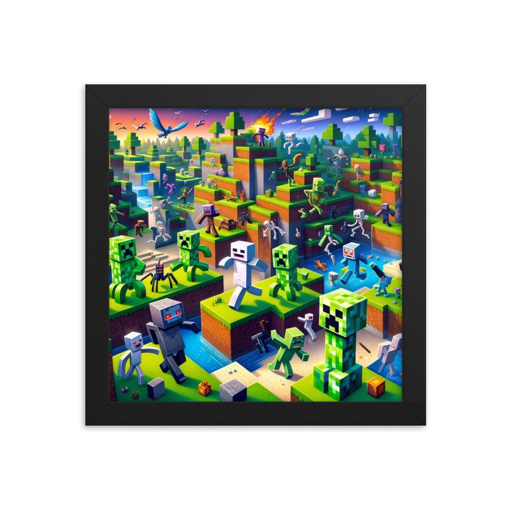 Minecraft Adventure Dynamic Character Action Framed Poster - Oh Posters