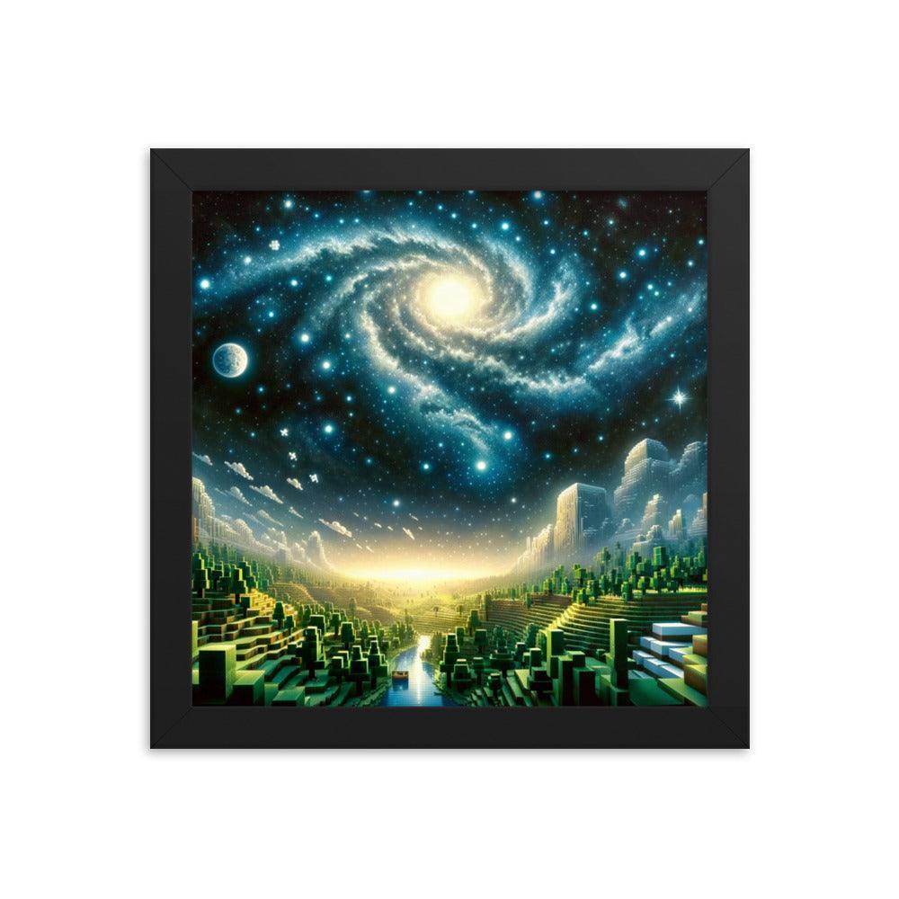 Galactic Spiral Minecraft Universe Digital Art Framed Poster - Oh Posters