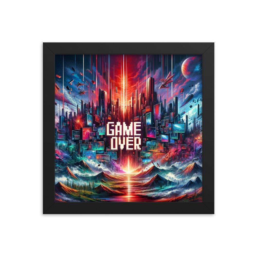 Gaming Apocalyptic Sci-Fi Cityscape Game Over Framed Poster - Oh Posters