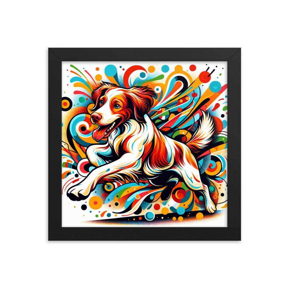 Brittany Spaniel Dynamic Swirls Abstract Art Framed Poster - Oh Posters