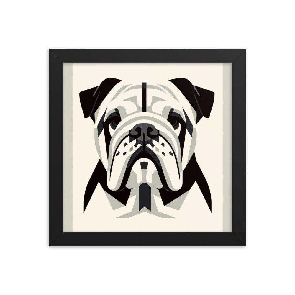 English Bulldog Minimalist Design with Geometric Shapes Framed Poster - Oh Posters