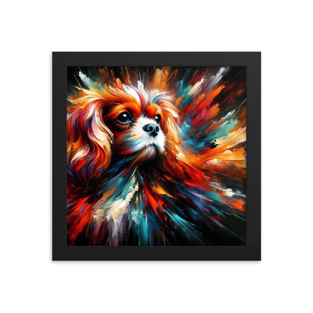 Cavalier King Charles Spaniel Abstract Brush Strokes and Intense Vibrant Colors Framed Poster - Oh Posters