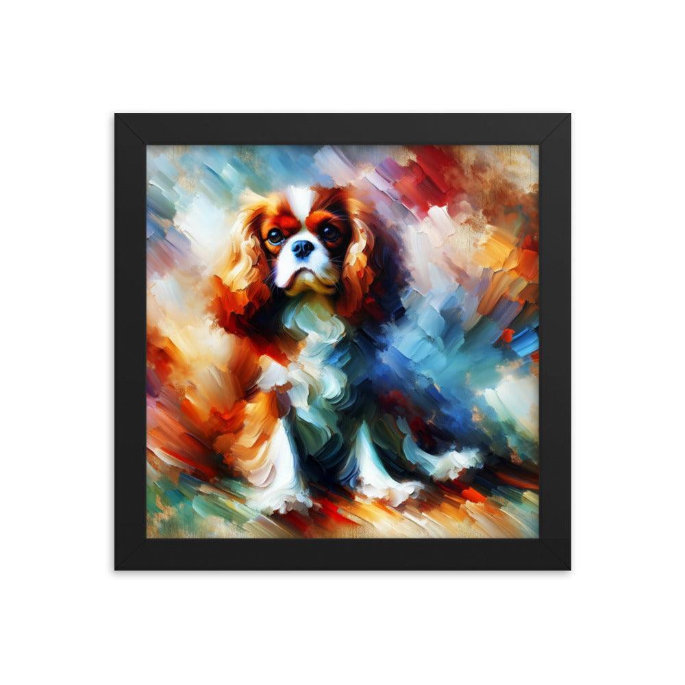 Cavalier King Charles Spaniel Abstract Expressionism Painting Framed Poster - Oh Posters