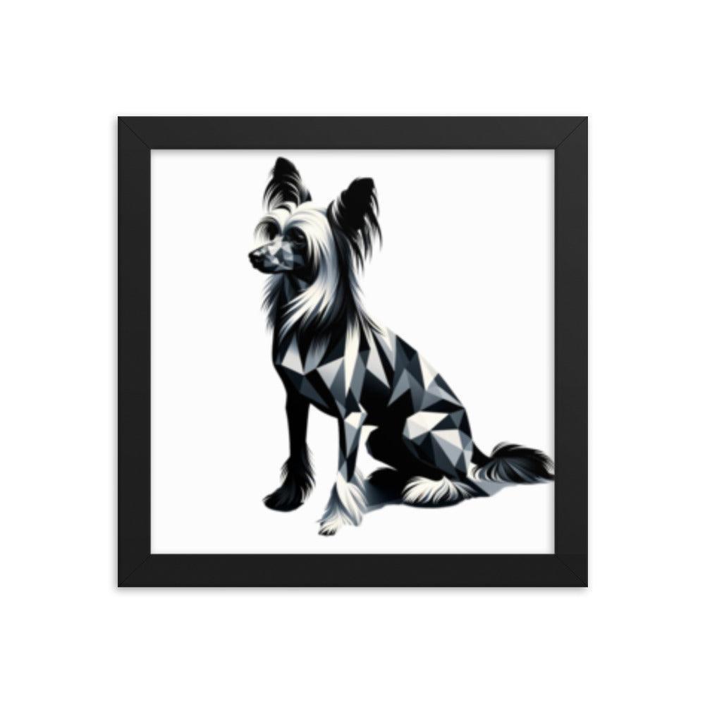 Chinese Crested Dog in Geometric Shadows Sleek Design Framed Poster - Oh Posters