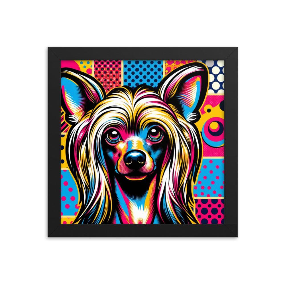 Chinese Crested Dog Pop Art in Bright Graphic Style Framed Poster - Oh Posters