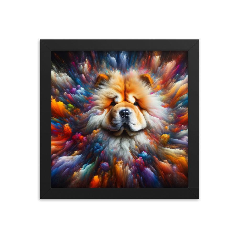 Chow Chow Abstract Burst of Vibrant Colors and Shapes Framed Poster - Oh Posters