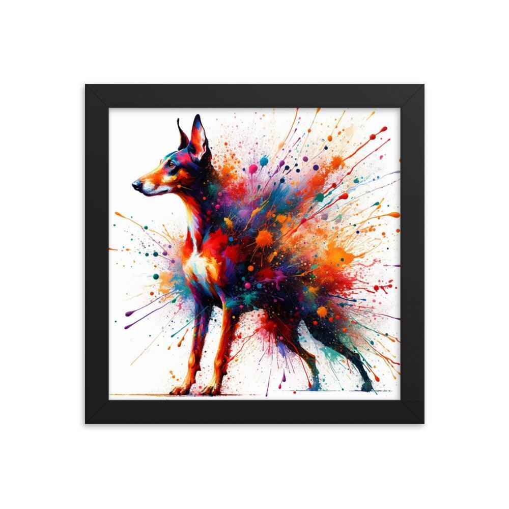 Cirneco dell'Etna Splatter Art with Vibrant Colors Framed Poster - Oh Posters