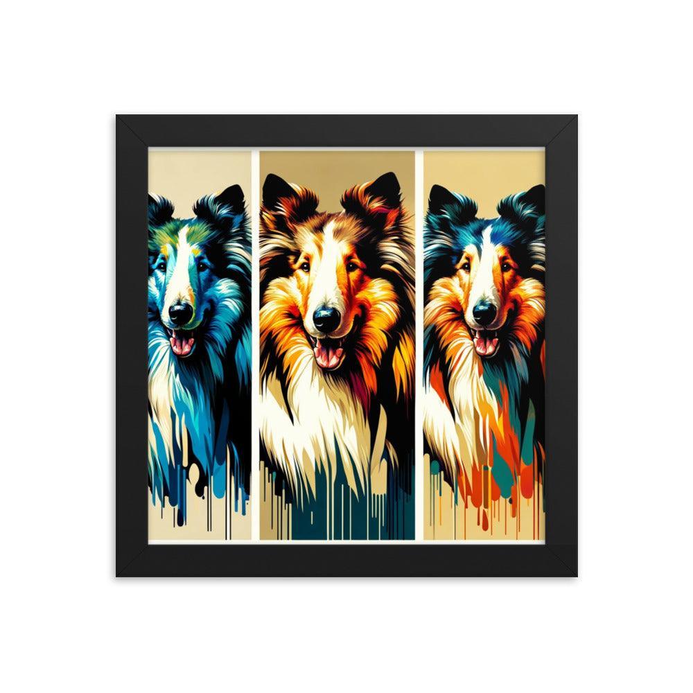 Rough Collie Dog Online Art Montage Vibrant Modern Styles Framed Poster - Oh Posters