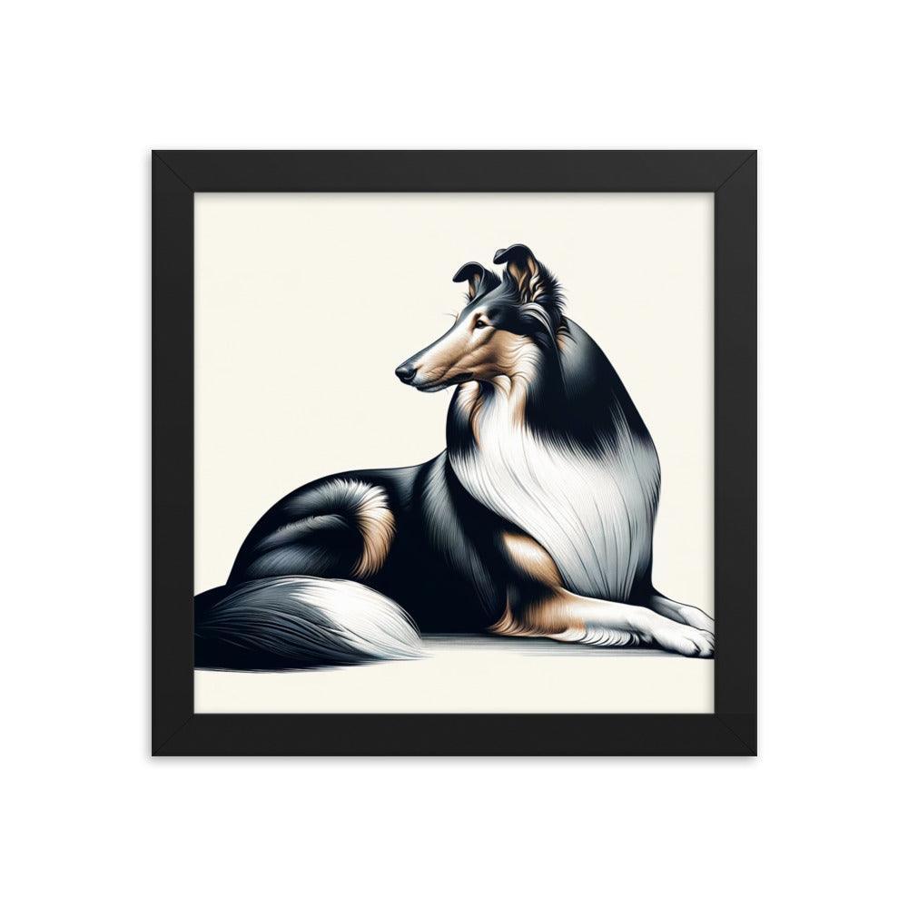 Smooth Collie Fine Art with Realistic Detail and Minimalist Elegance Framed Poster - Oh Posters