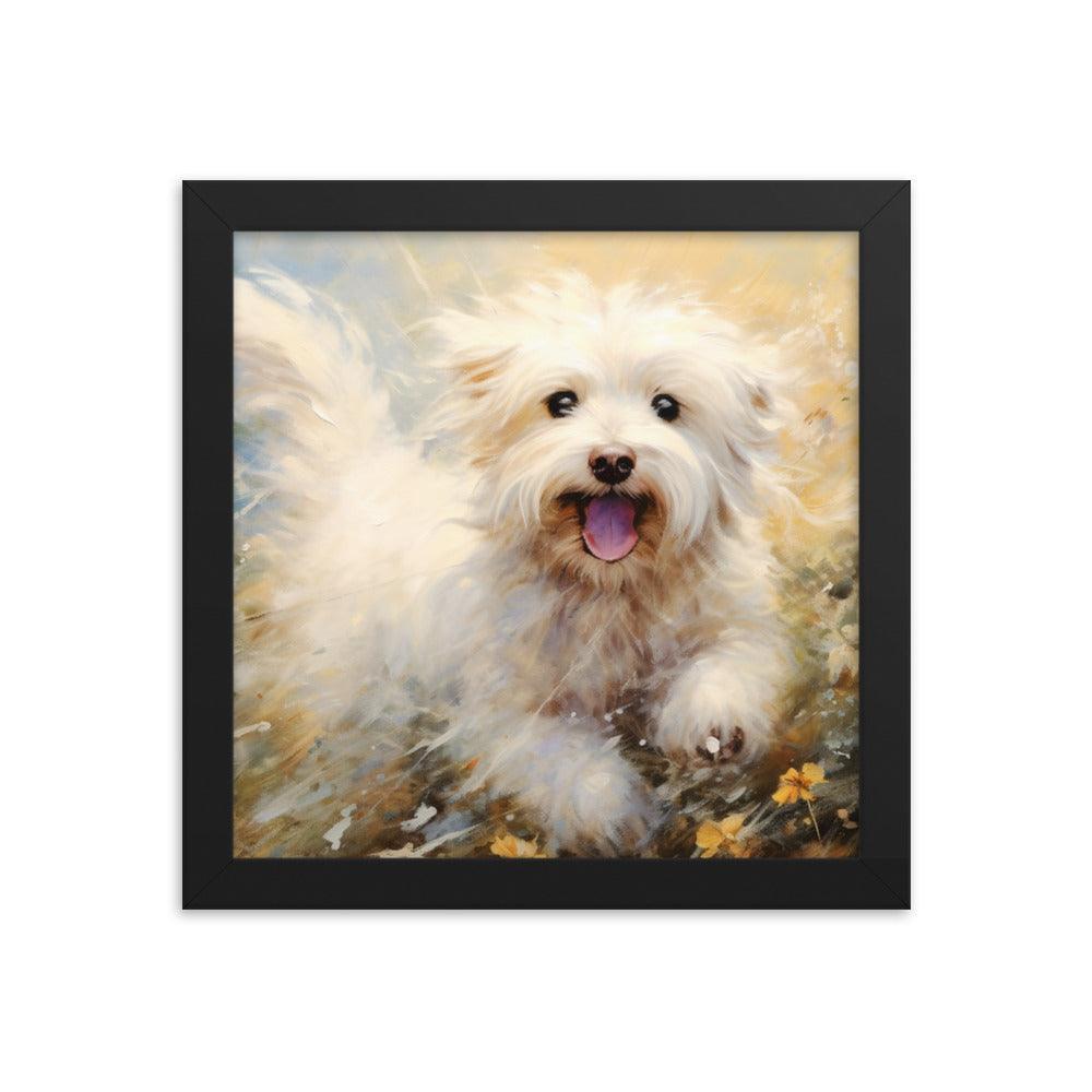 Coton De Tulear Autumn Bliss Flurry of Leaves and Light Framed Poster - Oh Posters