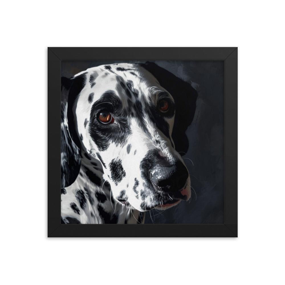 Dalmatian Dark Elegance Dog Portrait Framed Poster - Oh Posters