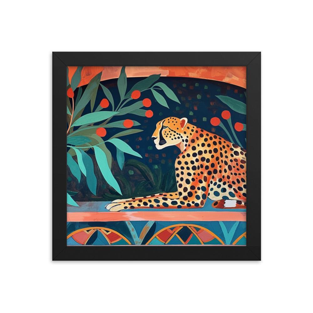 Cheetah Resting in Archway Botanical Art Framed Poster - Oh Posters