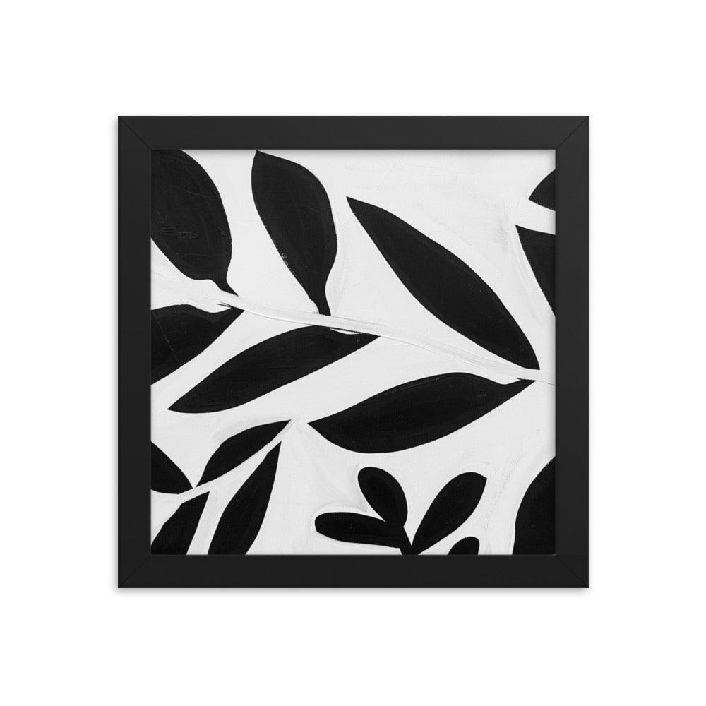 Textured Leaf Contrast Silhouette Monochrome Painting Framed Poster - Oh Posters