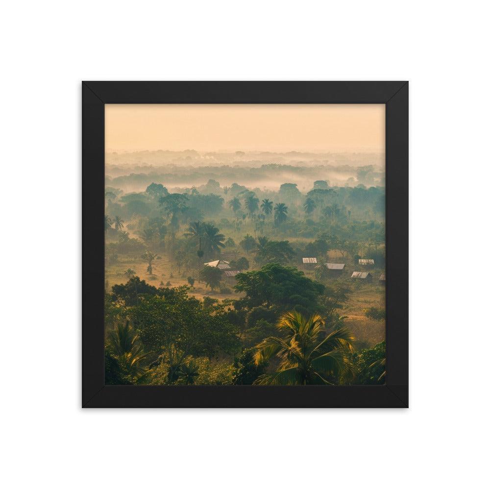 Early Morning Fog Over Benin Village Digital Art Framed Poster - Oh Posters