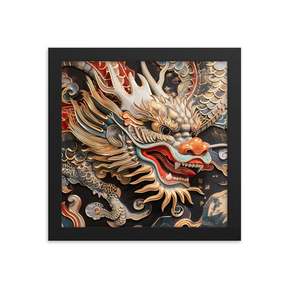 China Classic Dragon Sculpture Artwork Framed Poster - Oh Posters