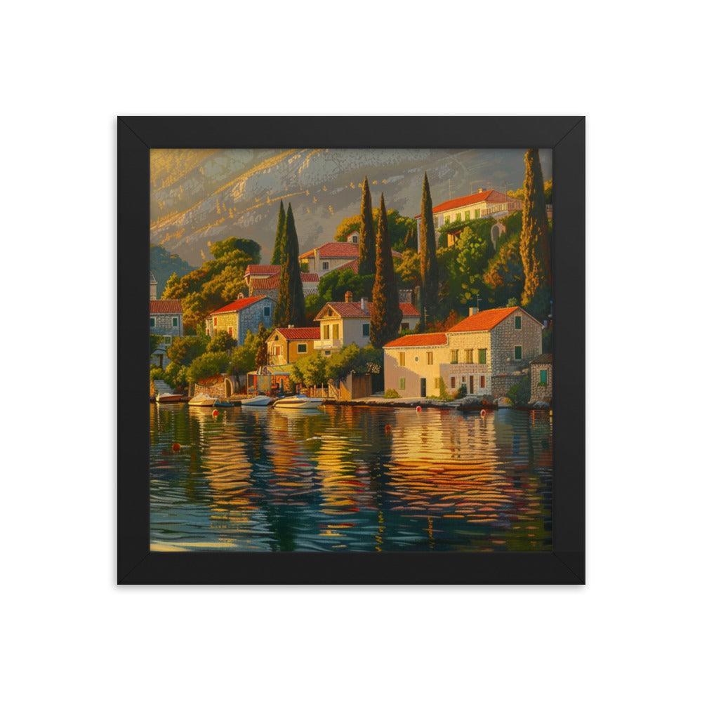 Croatia Golden Sunset Over Coastal Village Art Framed Poster - Oh Posters