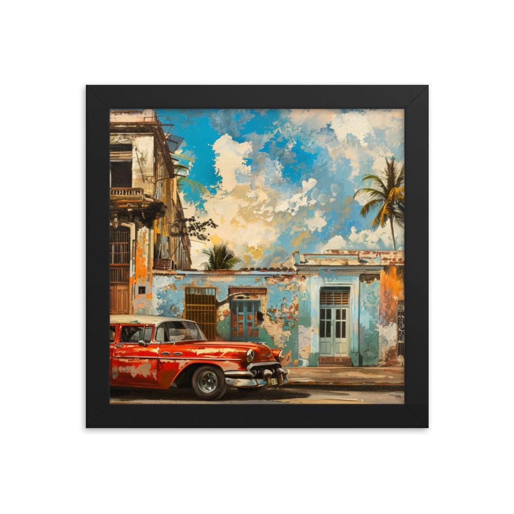 Cuba Classic Car and Historical Buildings Street Scene Framed Poster - Oh Posters