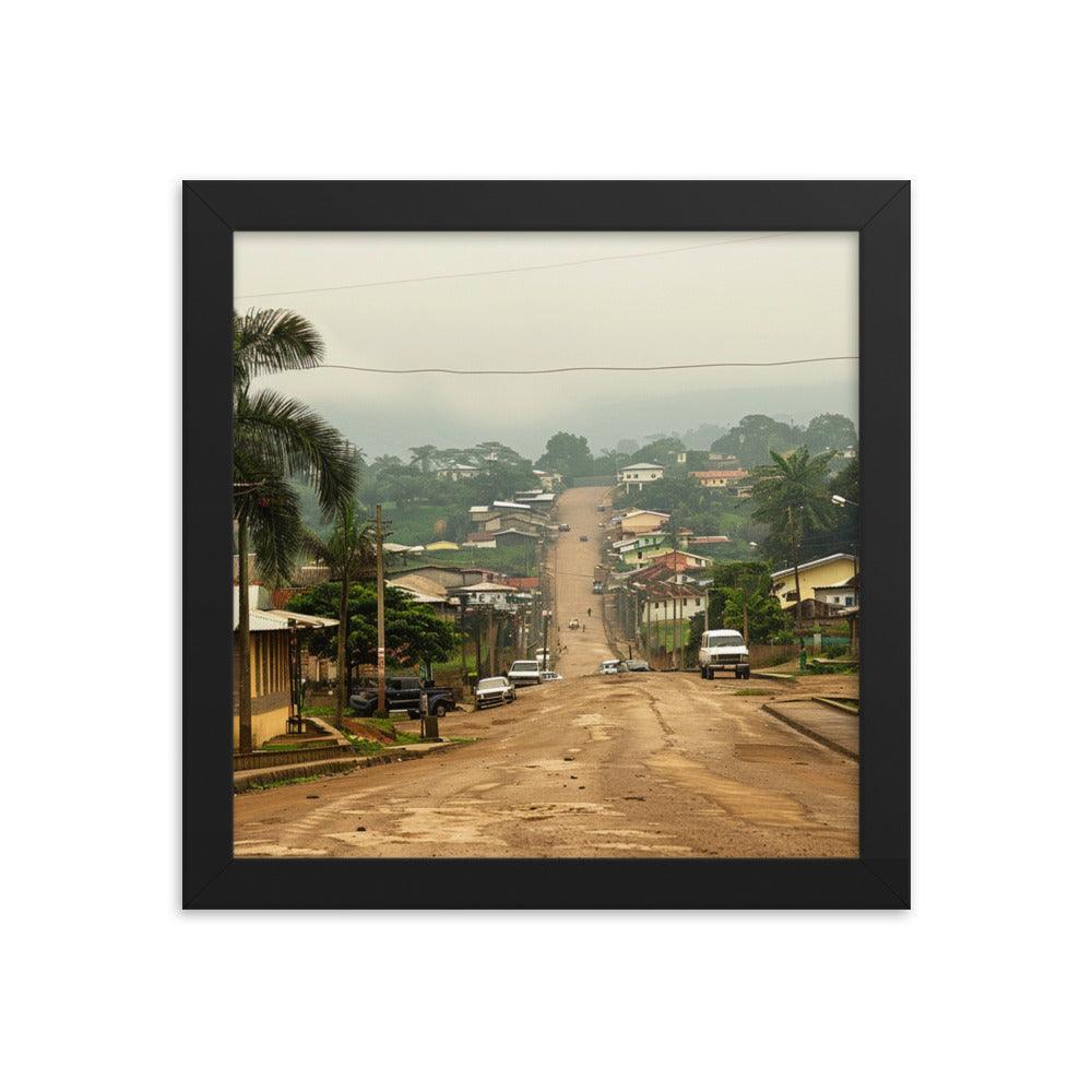 Equatorial Guinea Misty Town Street View Framed Poster - Oh Posters