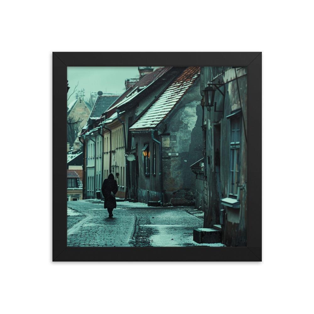 Estonia Winter Evening in Old Town Framed Poster - Oh Posters