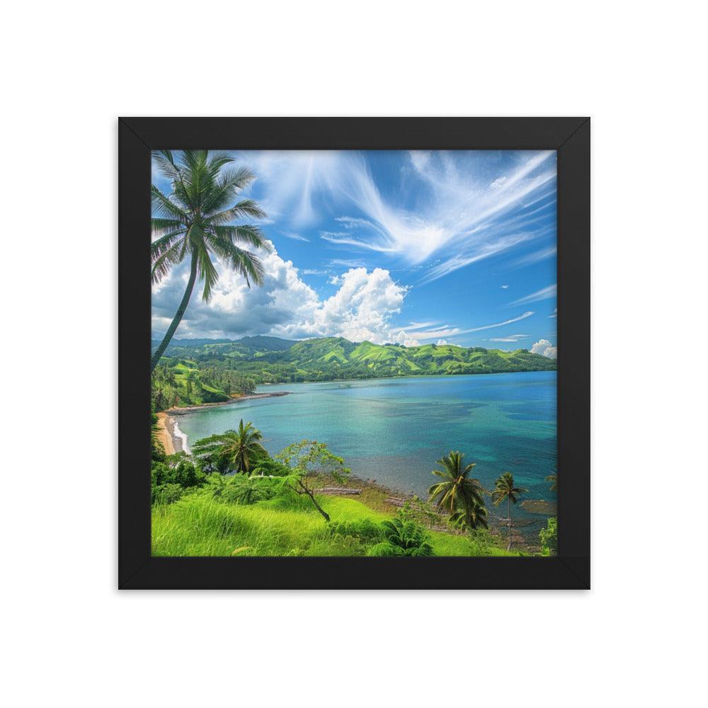 Fiji Tropical Beach Paradise Scenic Landscape Framed Poster - Oh Posters