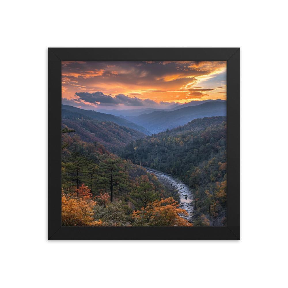 Georgia Sunset Over Mountain Valley Framed Poster - Oh Posters