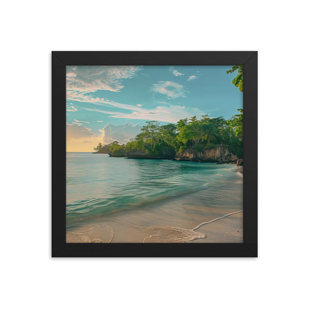 Jamaica Tranquil Seaside Sunset Framed Poster - Oh Posters