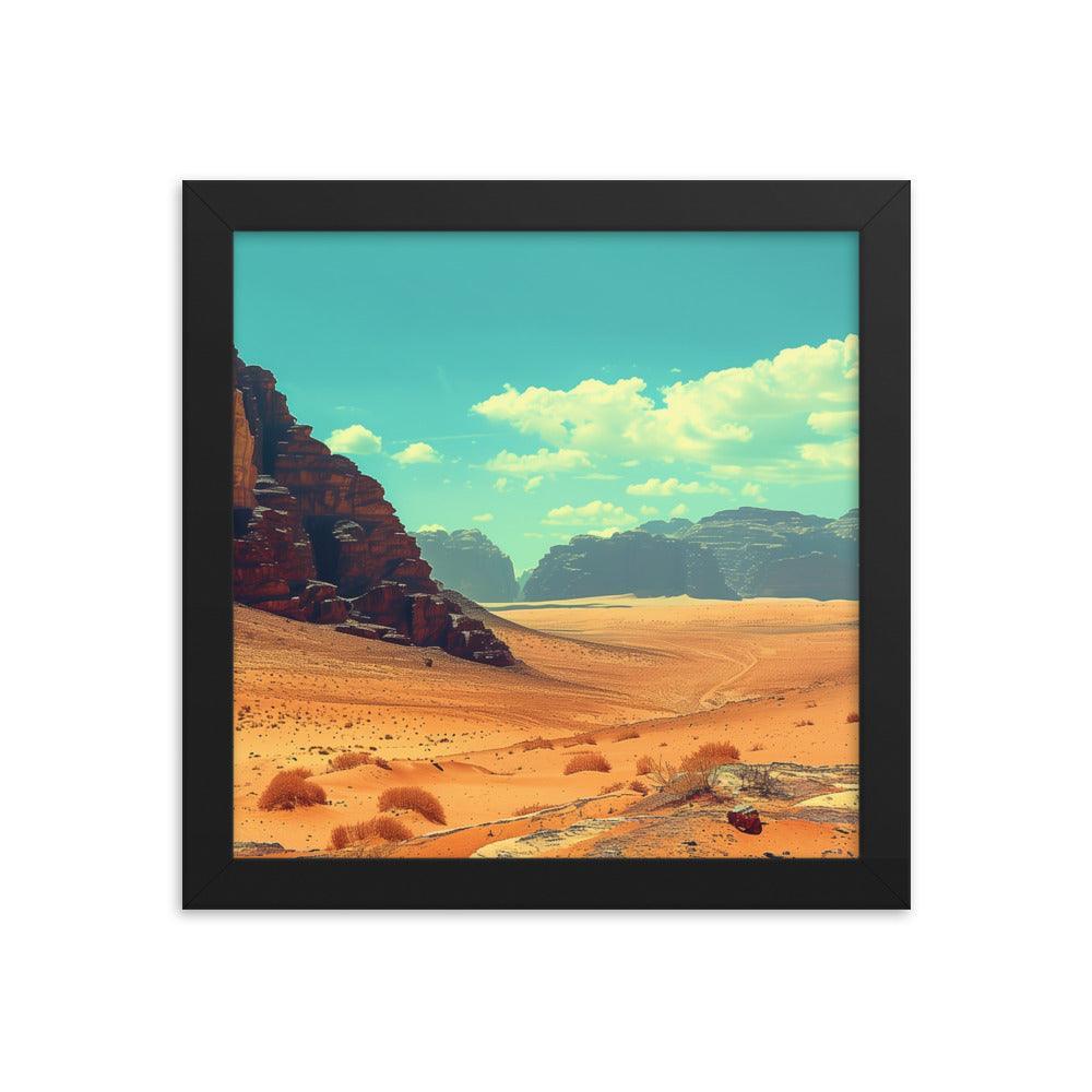 Jordan Wadi Rum Desert Camel Landscape Framed Poster - Oh Posters