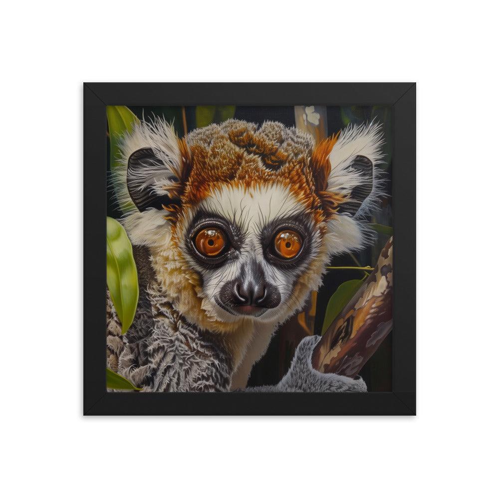 Madagascar Brown Lemur Realistic Wildlife Art Framed Poster - Oh Posters
