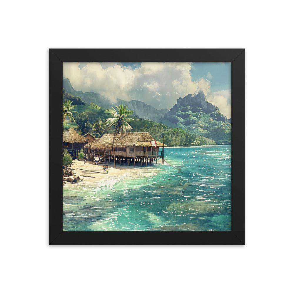 Nauru Tropical Beachside Village Framed Poster - Oh Posters