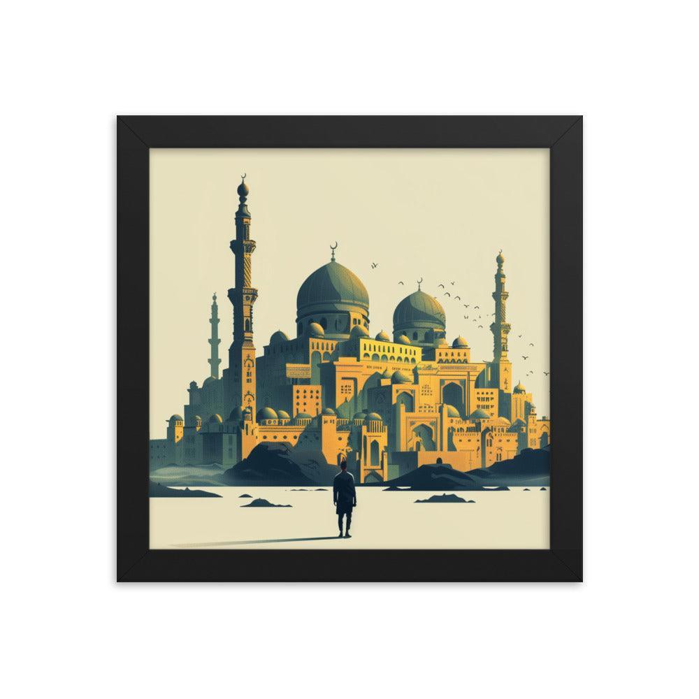 Saudi Arabia Majestic Mosque Desert Landscape Framed Poster - Oh Posters