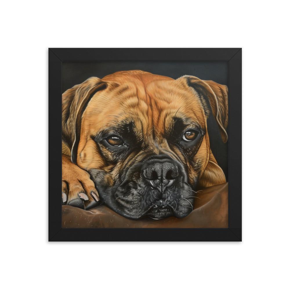 Bullmastiff Resting Portrait Painting Framed Poster - Oh Posters