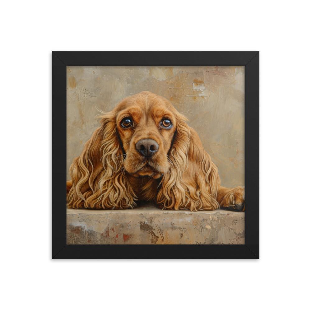 English Cocker Spaniel Resting on Textured Background Painting Framed Poster - Oh Posters