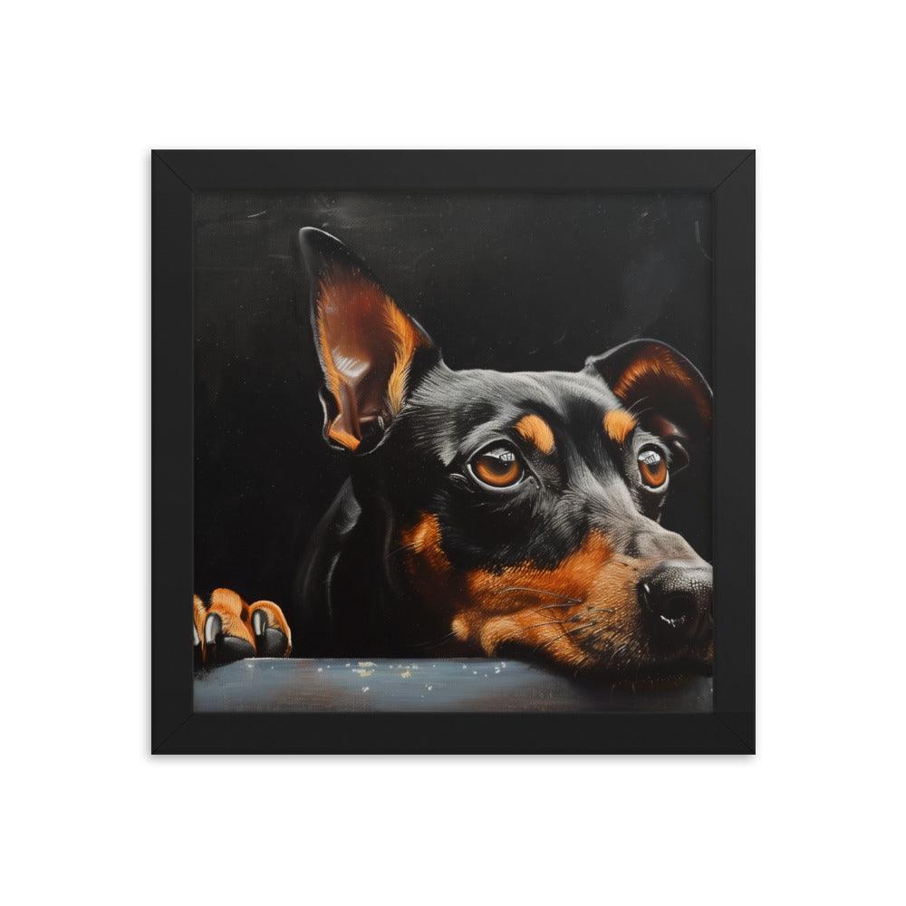 Manchester Terrier Painting with Dark Background Framed Poster - Oh Posters