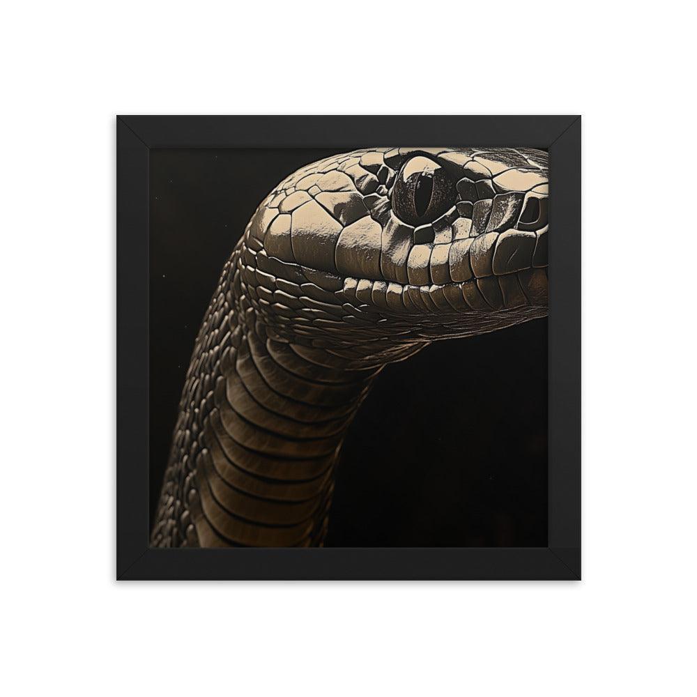 Cobra Snake Realistic Dark Portrait Digital Art Framed Poster - Oh Posters