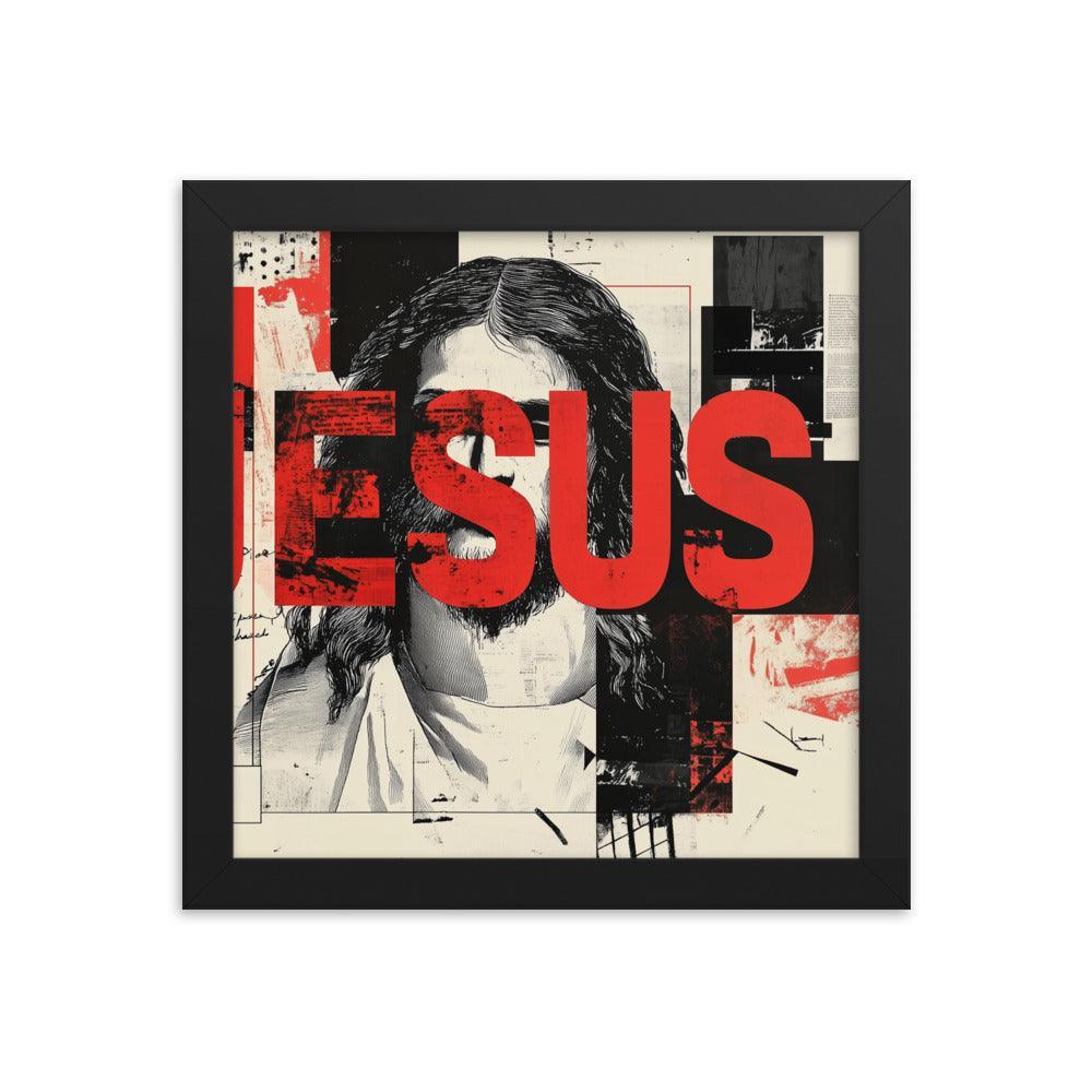 Jesus Typography Heals Abstract Collage Art Framed Poster - Oh Posters