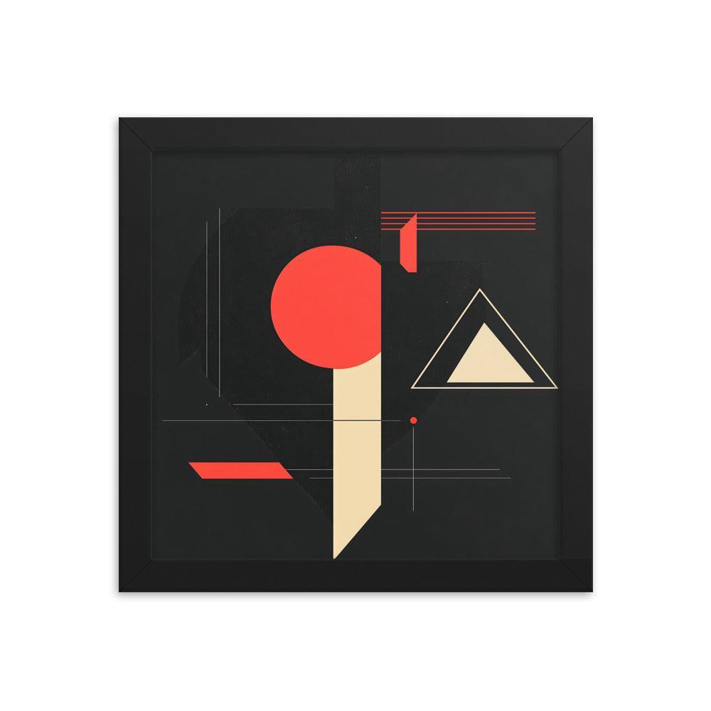 Bold Geometric Art Shapes Red Circle Black Framed Poster - Oh Posters