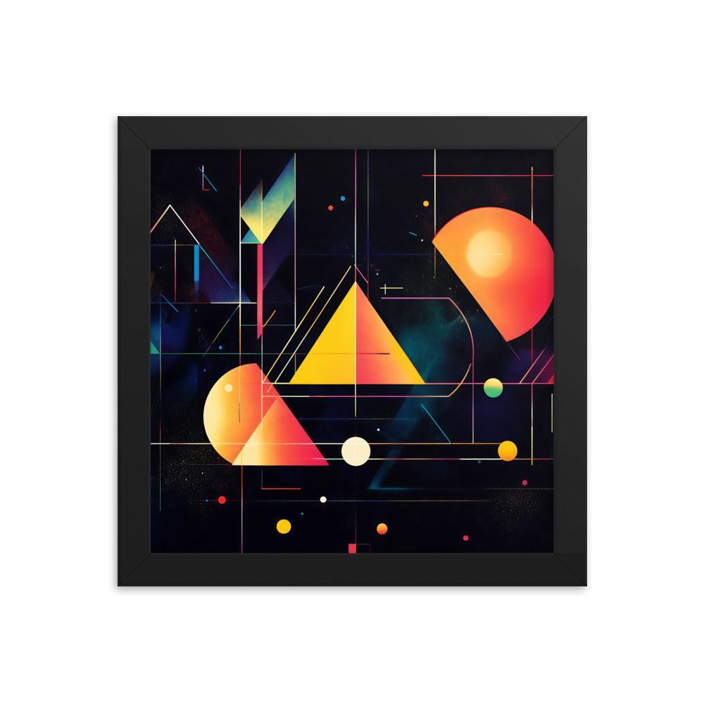 Cosmic Geometric Art with Abstract Shapes and Colorful Patterns for Modern Aesthetics Framed Poster - Oh Posters