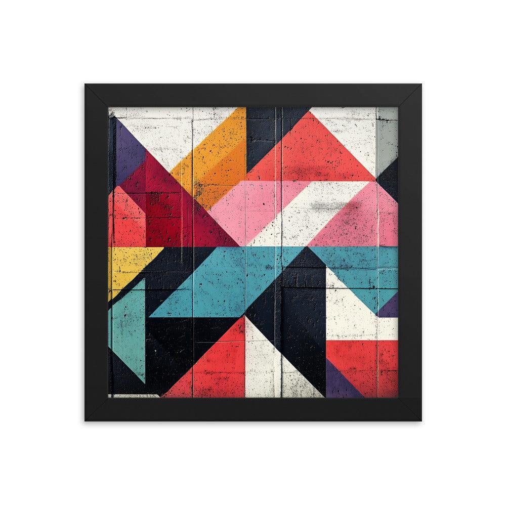 Vibrant Geometric Art Pattern With Bold Colors and Abstract Shapes Framed Poster - Oh Posters