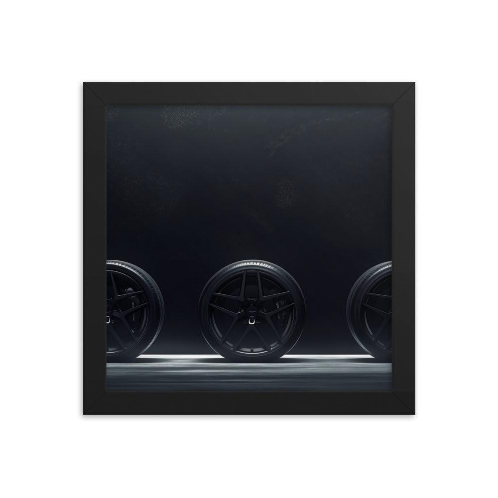 Car Wheels Trio Under Starry Night Sky Framed Poster - Oh Posters