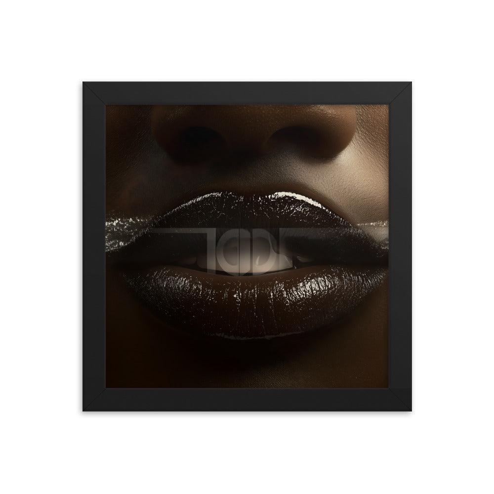 Bold Abstract Face Art with White Accents for Modern Aesthetic Framed Poster - Oh Posters