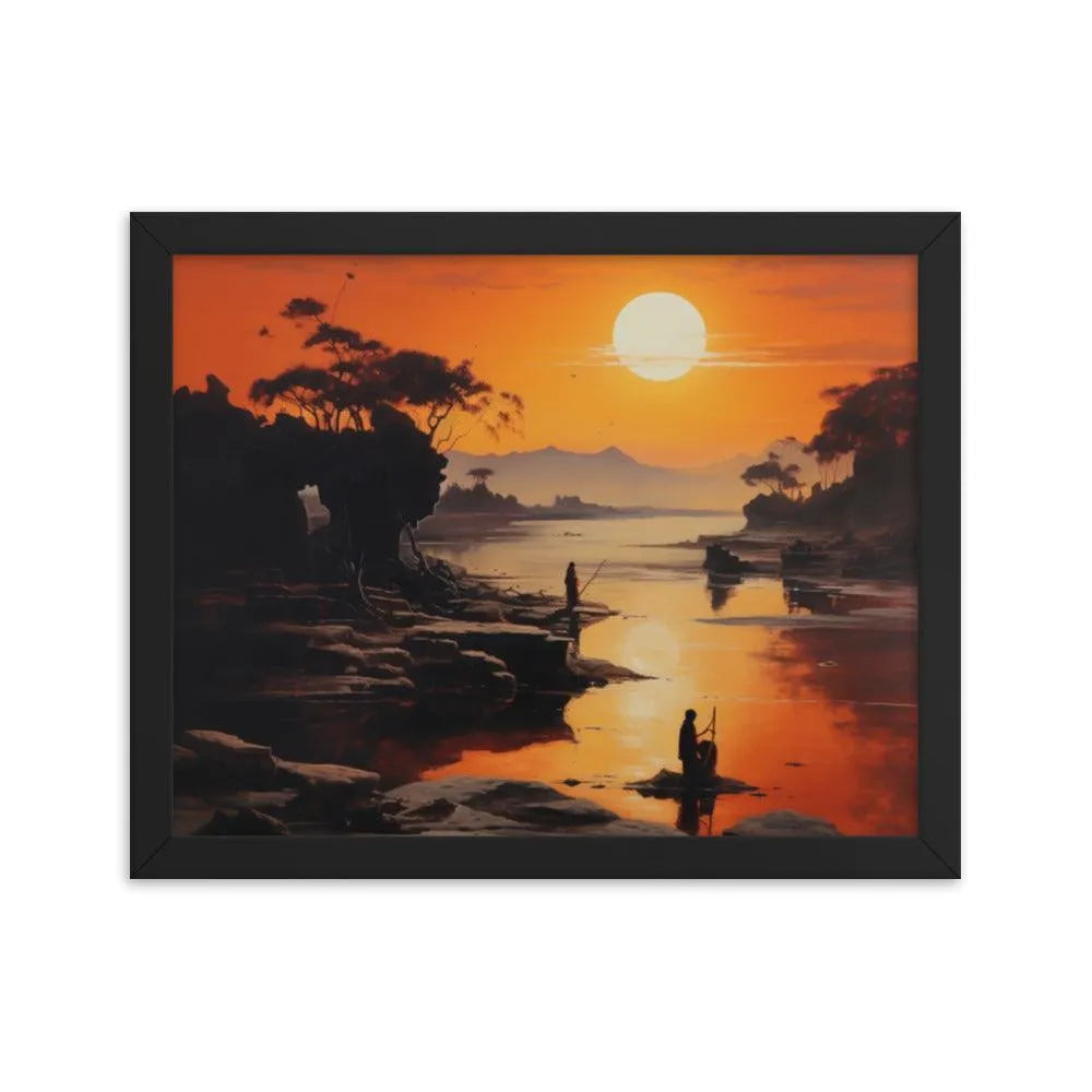 Indian Beach Sunset Painting Framed Poster - Oh Posters