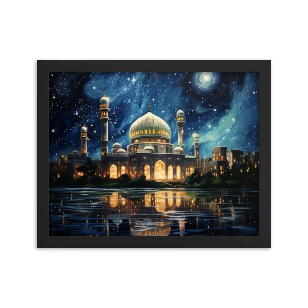 Pakistan Mosque Starry Night Painting Framed Poster - Oh Posters