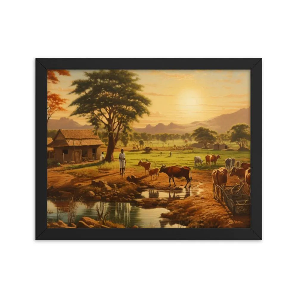 Indian Farm Painting Framed Poster - Oh Posters