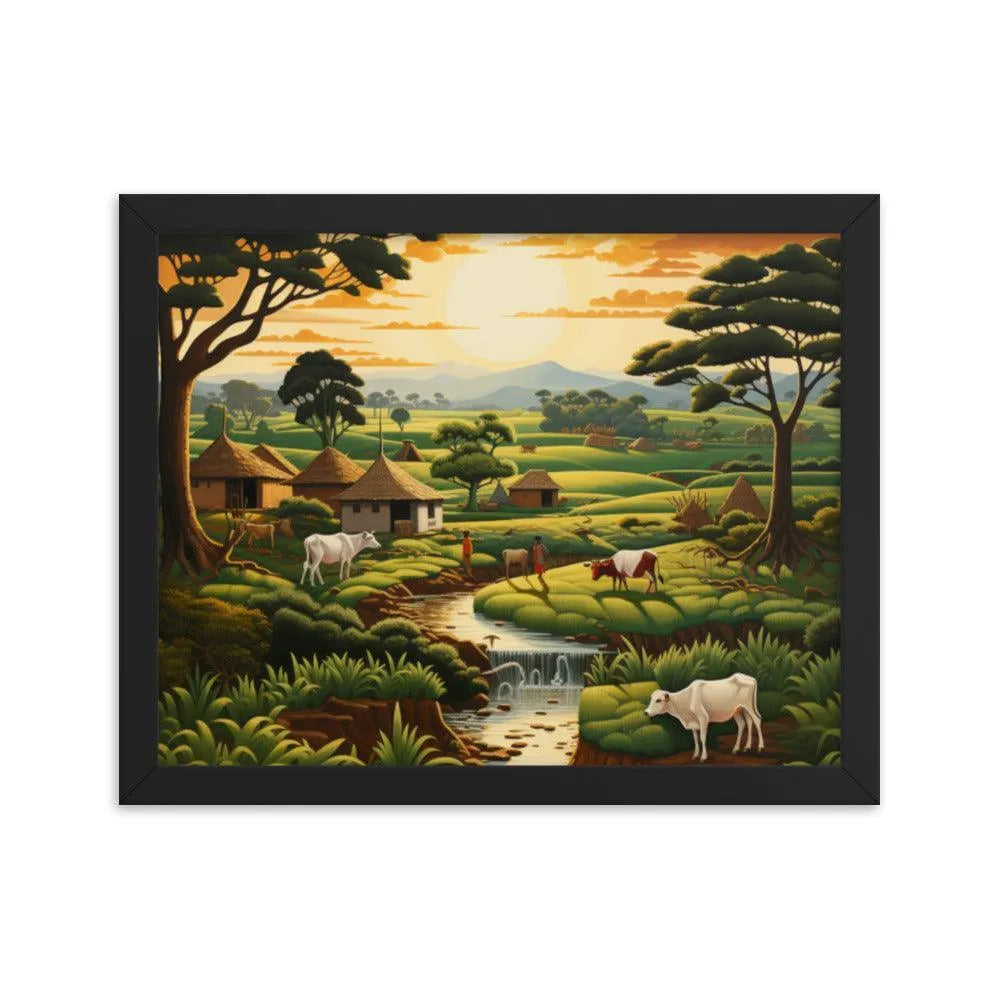 Indian Farm Painting Framed Poster - Oh Posters