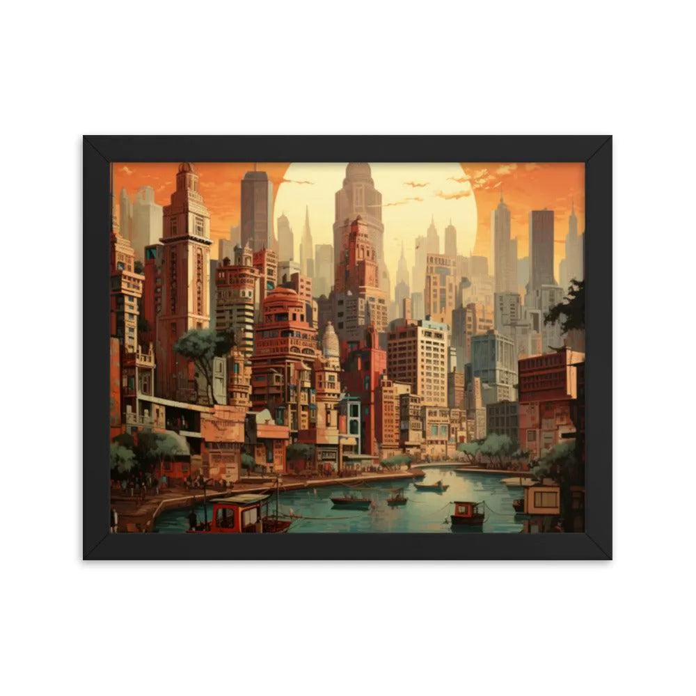 Indian Skyscraper City Painting Framed Poster - Oh Posters