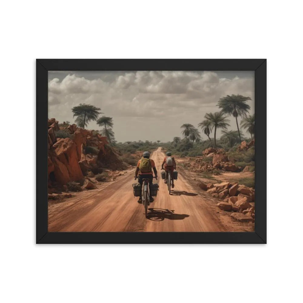 Riding Bicycle on Indian Road Painting Framed Poster - Oh Posters