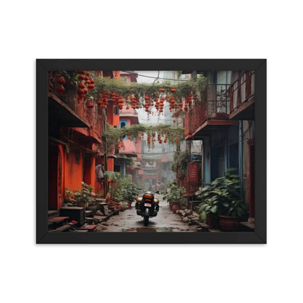 India Floral Street Framed Poster - Oh Posters